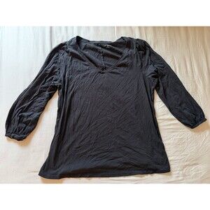 Lane Bryant Softest Touch Blouson-Sleeve V-Neck Tee Black 14/16
